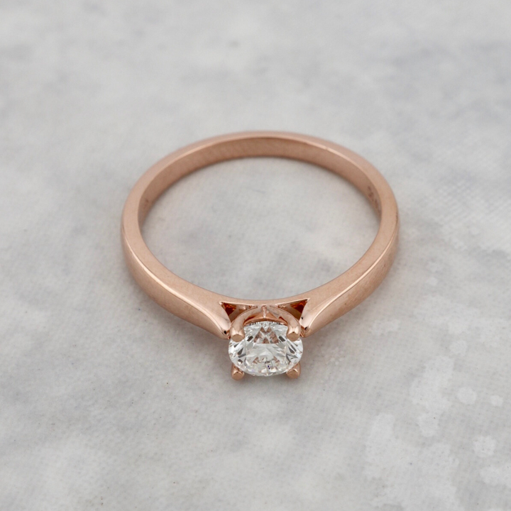 Classic Solitaire 14K Gold and Diamond Ring 