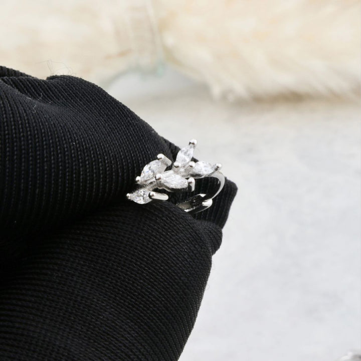 Marquise Sterling Silver Huggies