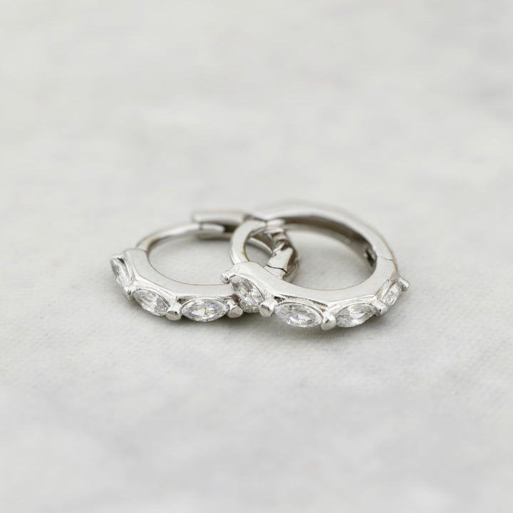 Marquise Sterling Silver Huggies