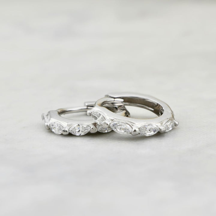 Marquise Sterling Silver Huggies