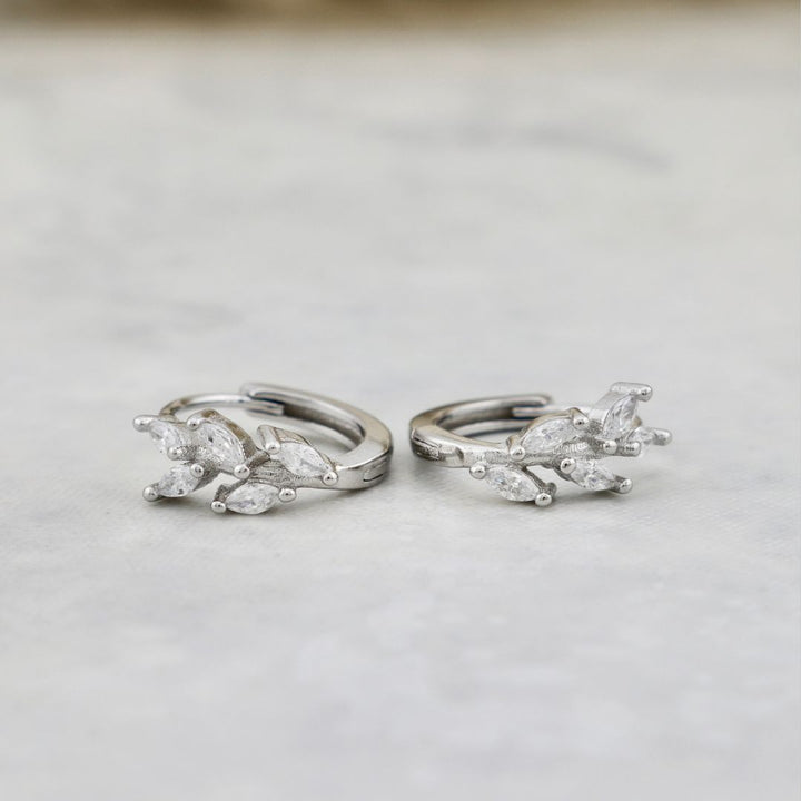 Marquise Sterling Silver Huggies