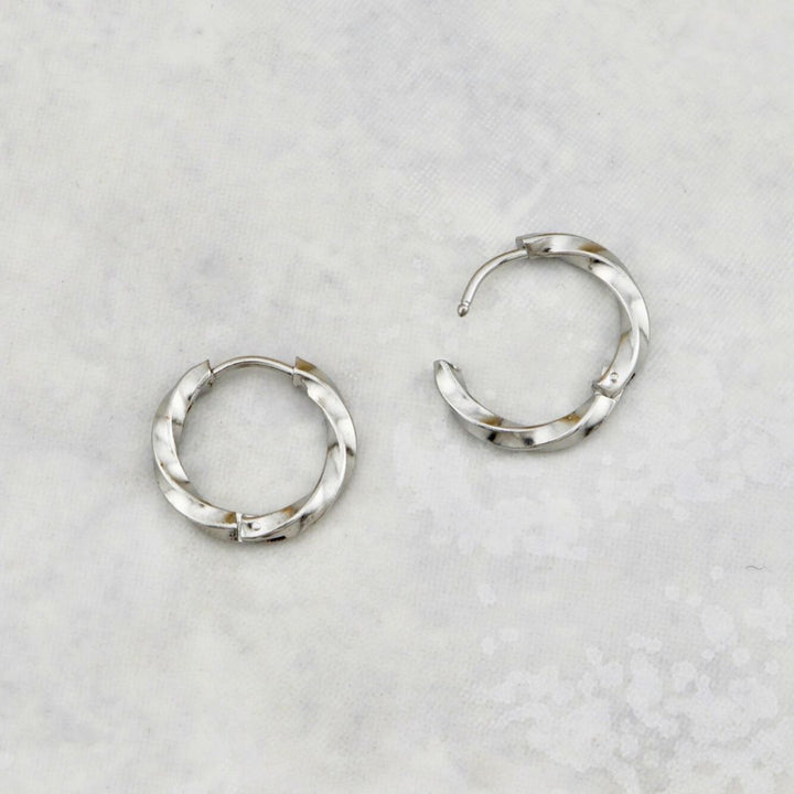 Twist Stainless Steel Huggies Earrings