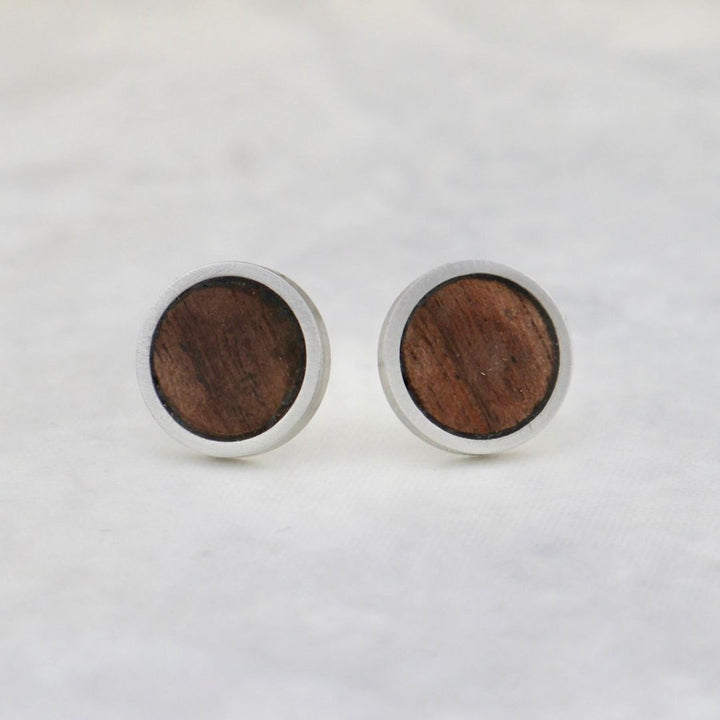 Walnut Stainless Steel Earrings