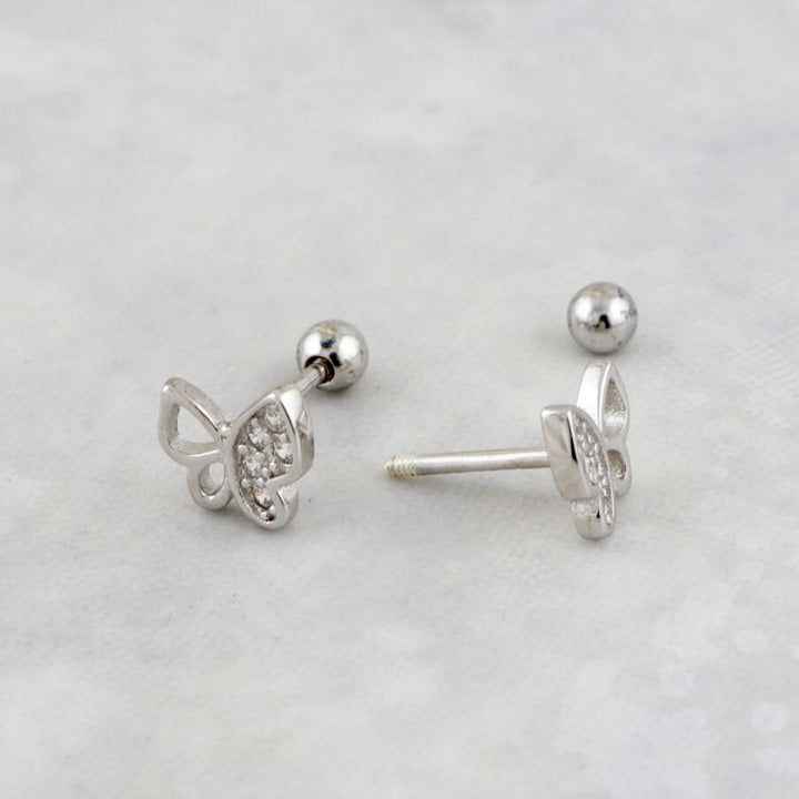 Boucles d'oreilles Papillons Scintillants en argent sterling