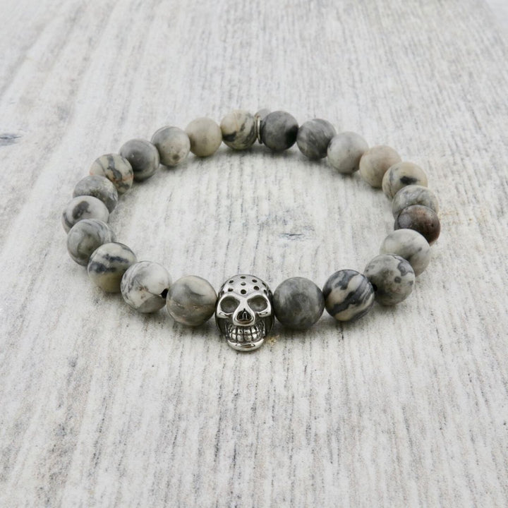 Skeleton, Stainless Steel and Jasper Bracelet