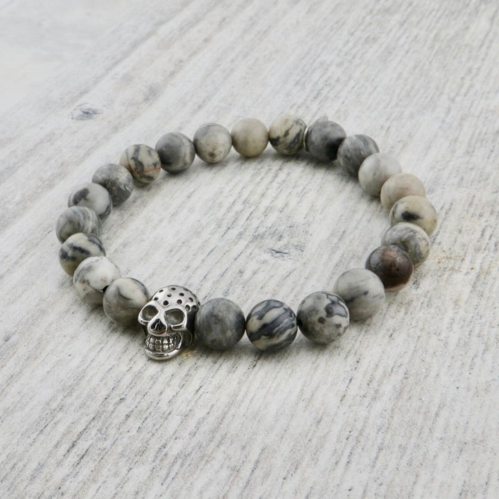 Skeleton, Stainless Steel and Jasper Bracelet