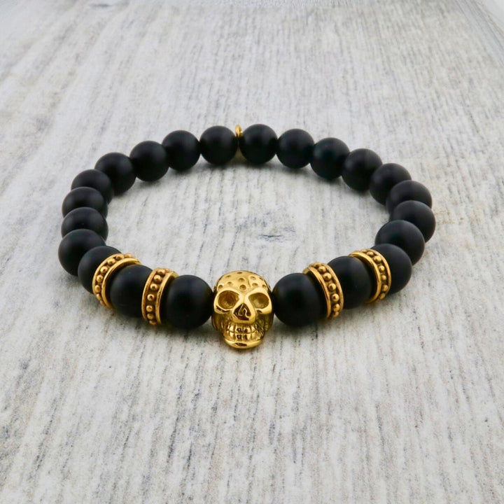 Skeleton, Stainless Steel and Onyx Bracelet