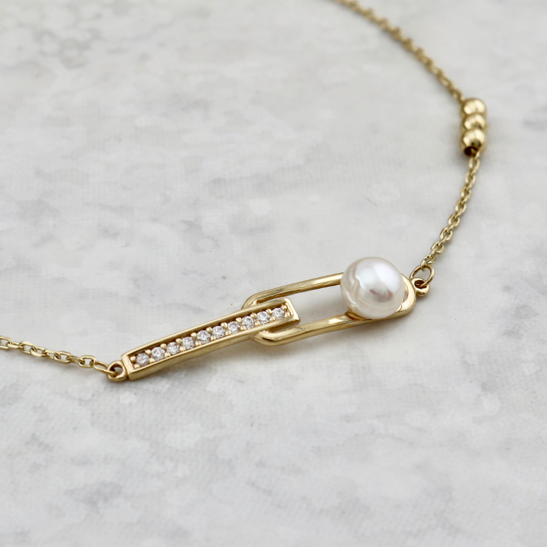 Pearl 10K Gold Bracelet