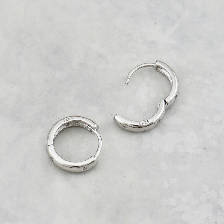 Boucles d'oreilles Huggies Voie lactée en argent sterling