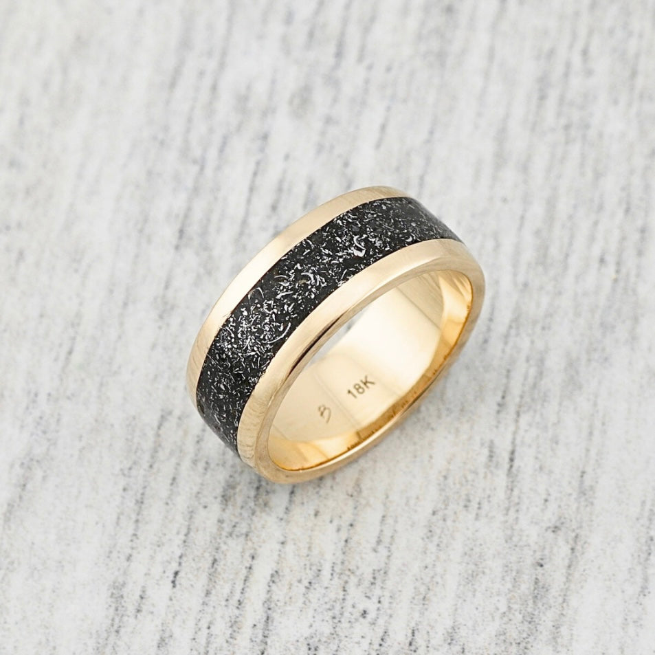 Meteorite Sterling Silver, 14K - 18K Gold Ring