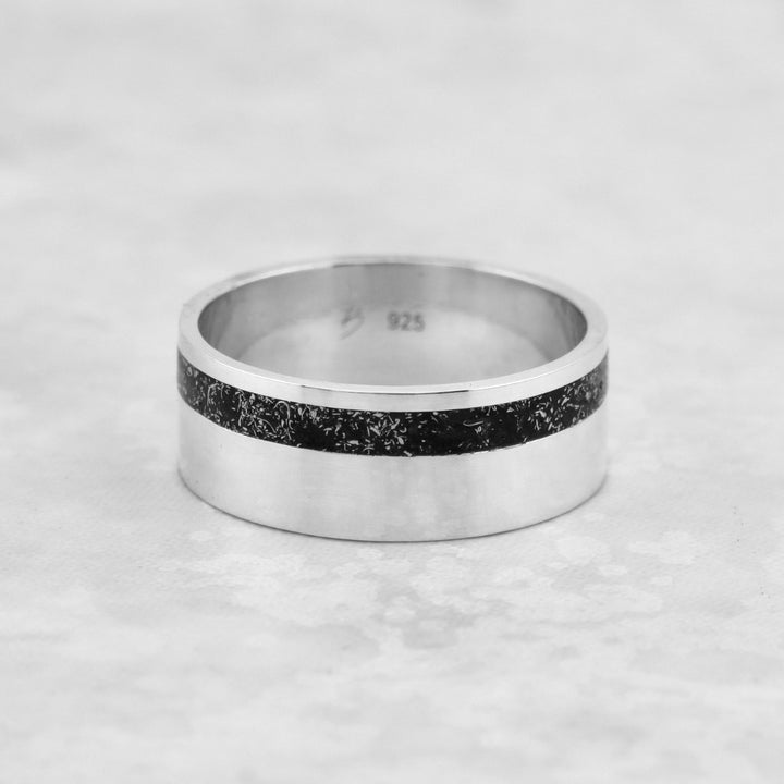 Dust Meteorite and Sterling Silver Or 14K - 18K Gold Custom Ring