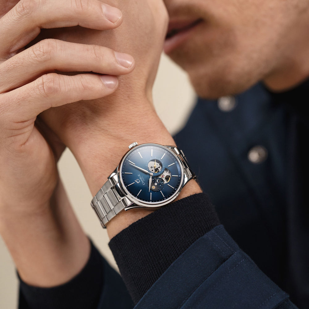 Montre Charlie Paris INITIAL Open Heart Jour/Nuit - Bleu 40 mm