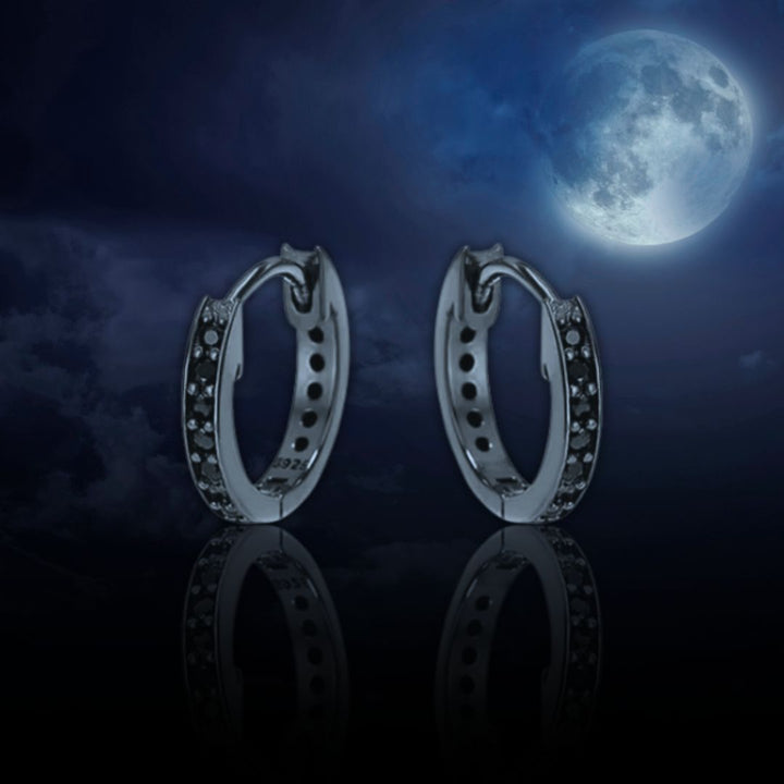 Boucles d'oreilles Huggies Midnight en argent sterling