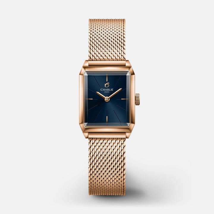 Montre Charlie Paris MONCEAU Or Rosé &amp; Bleu 36 mm