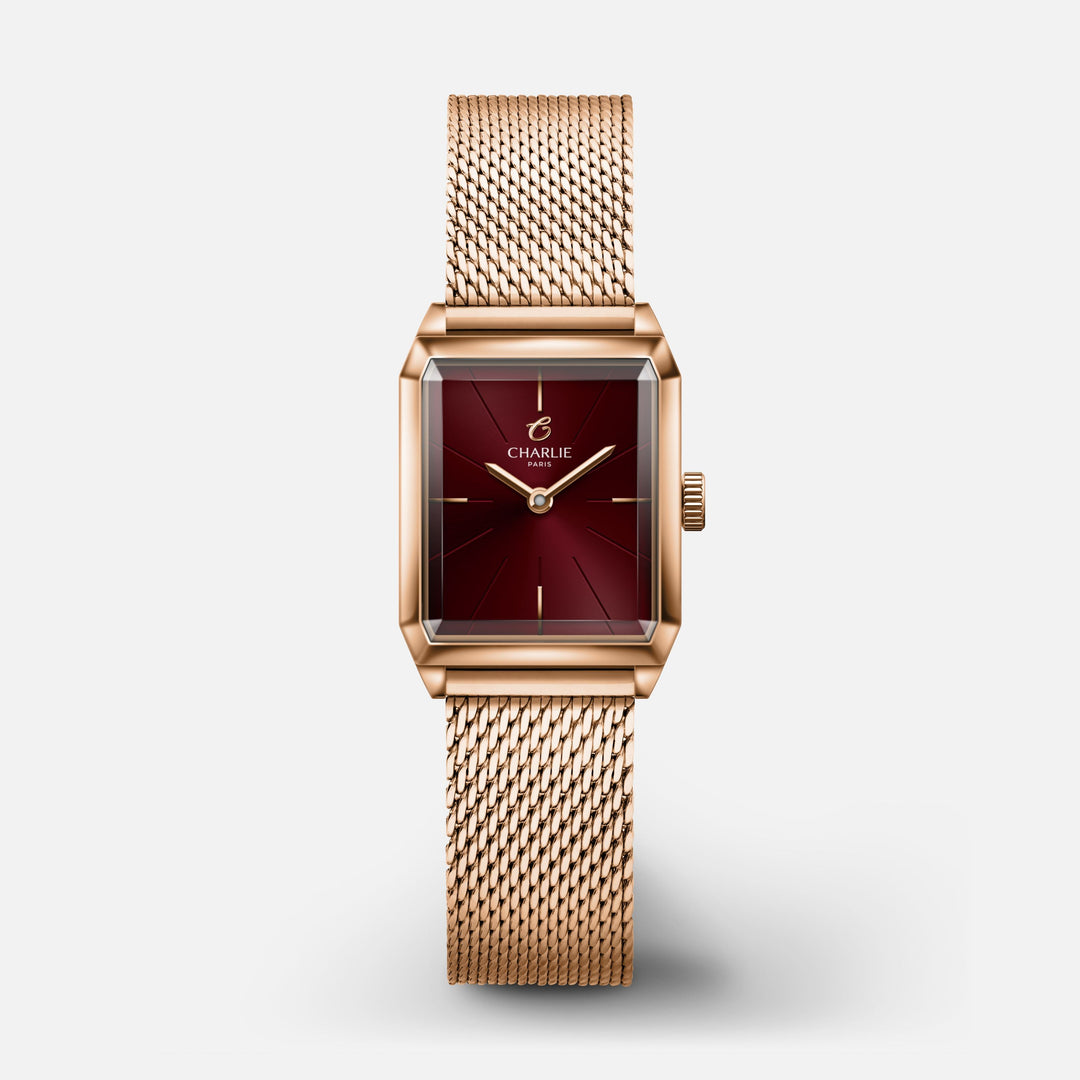 Montre Charlie Paris MONCEAU Or Rosé & Bordeaux 36 mm