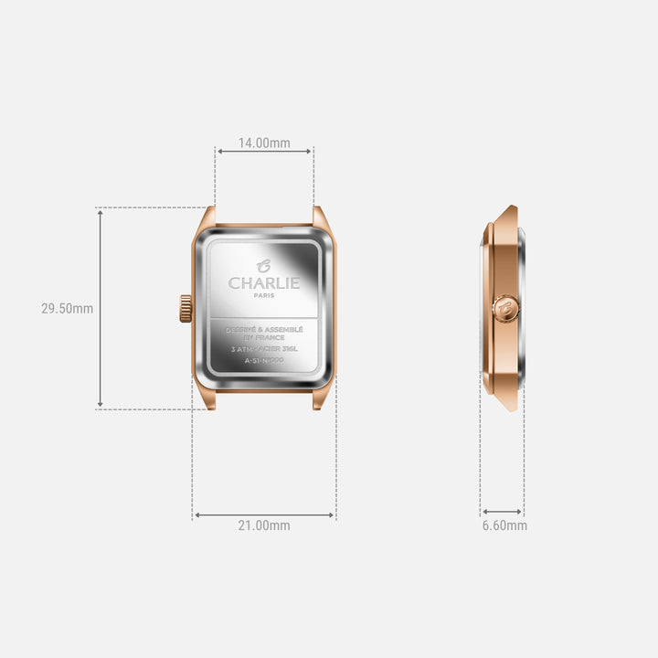 Montre Charlie Paris MONCEAU Or Rosé &amp; Bordeaux 36 mm