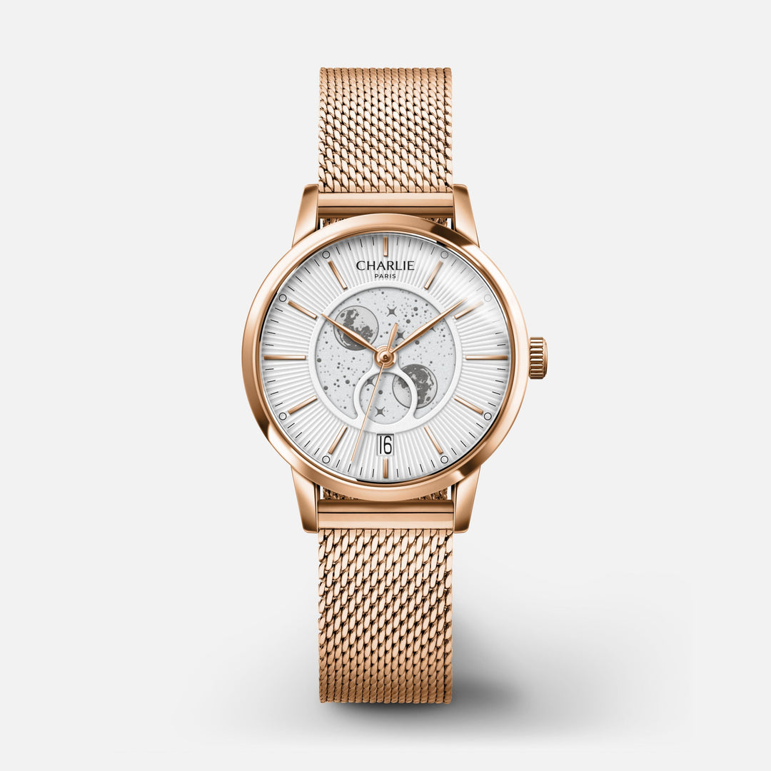 Montre Charlie Paris SULLY Phase de Lune - Or Rosé 30 mm