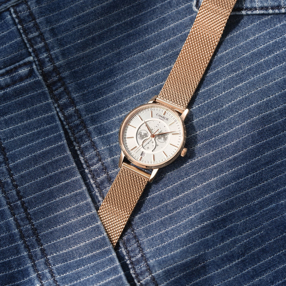 Montre Charlie Paris SULLY Phase de Lune - Or Rosé 30 mm