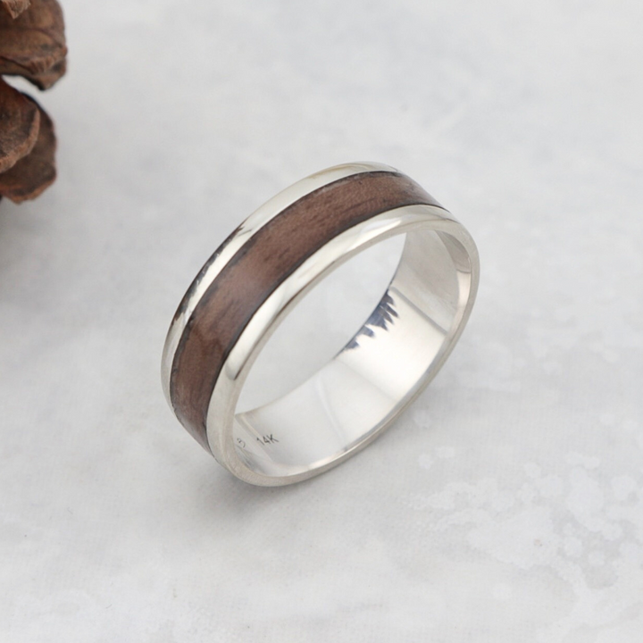 Bague en bois et argent sterling ou or 14K - 18K personnalisée