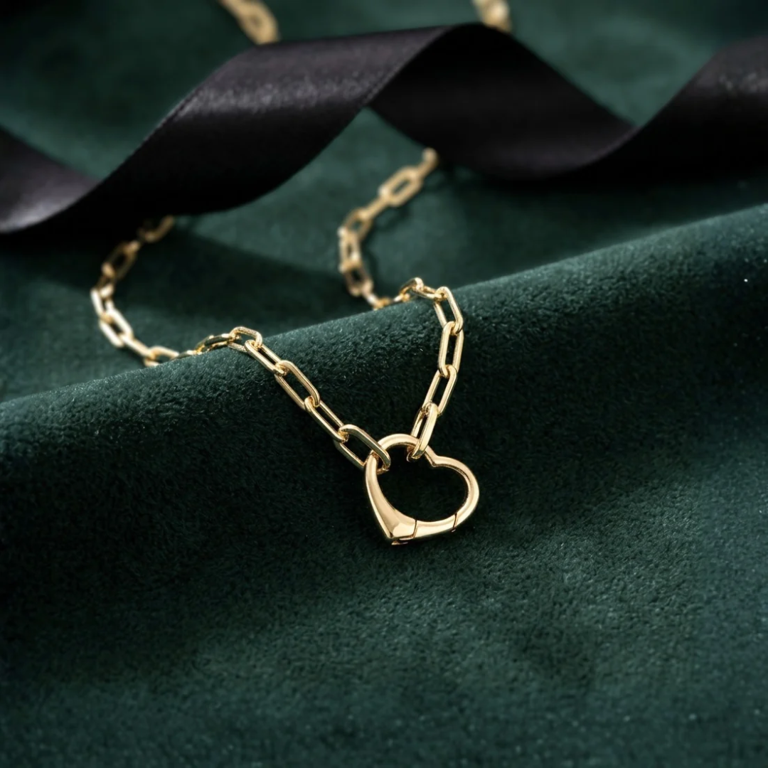 Collier Paperclip Coeur en or 10K
