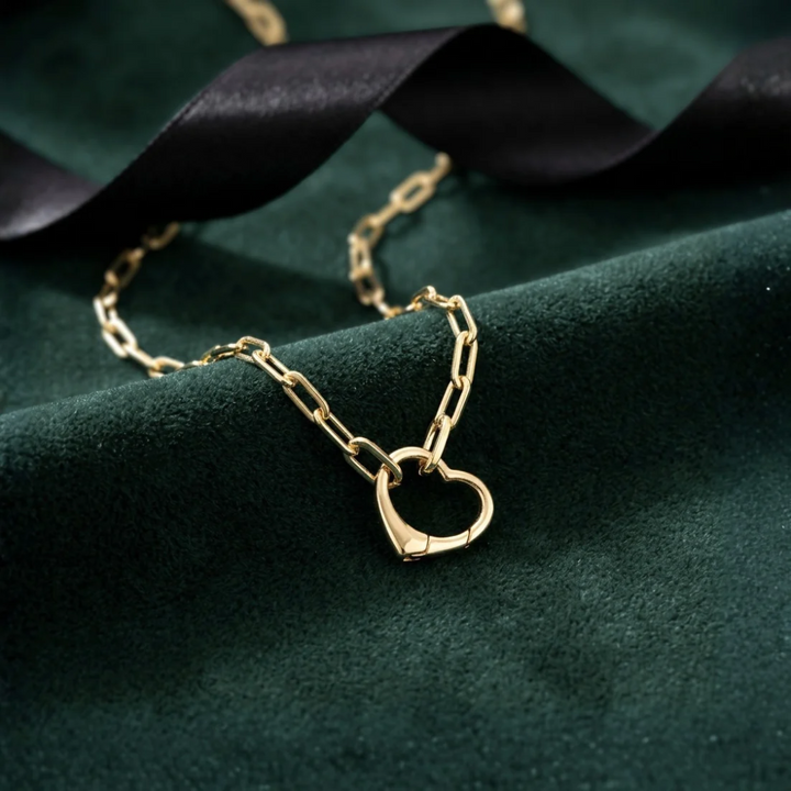 Collier Paperclip Coeur en or 10K