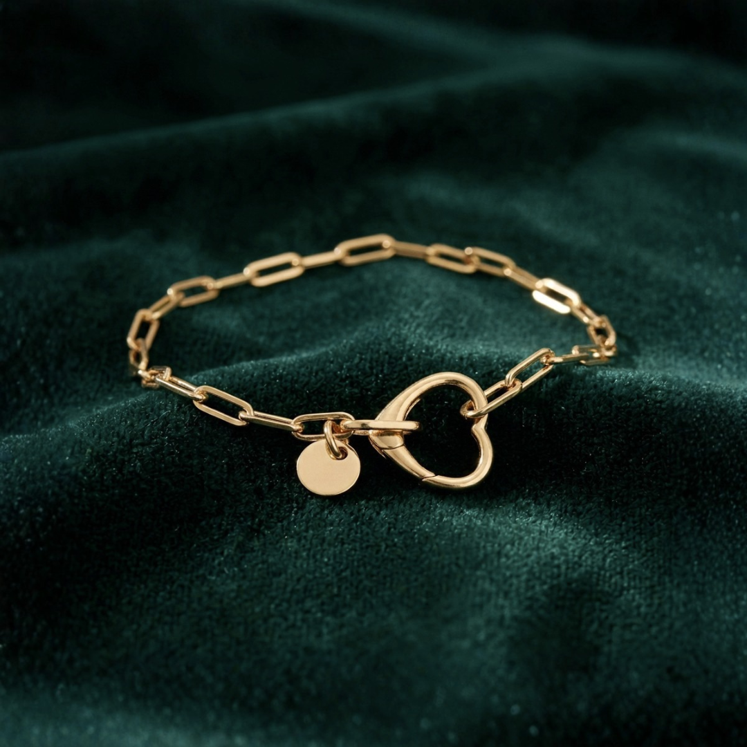 Bracelet Paperclip Coeur en or 10K