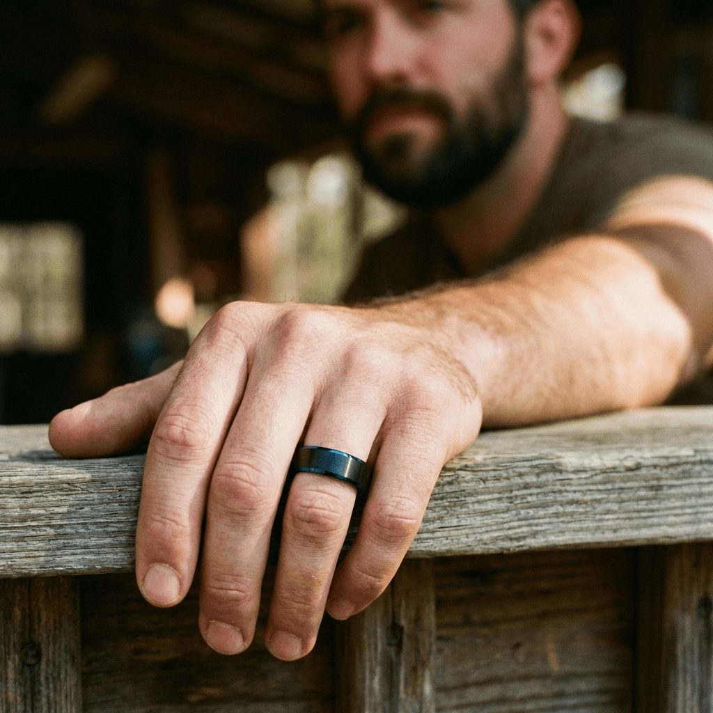 Roadtripmadewood Bagues Bague Bleue Électrique en tungstène