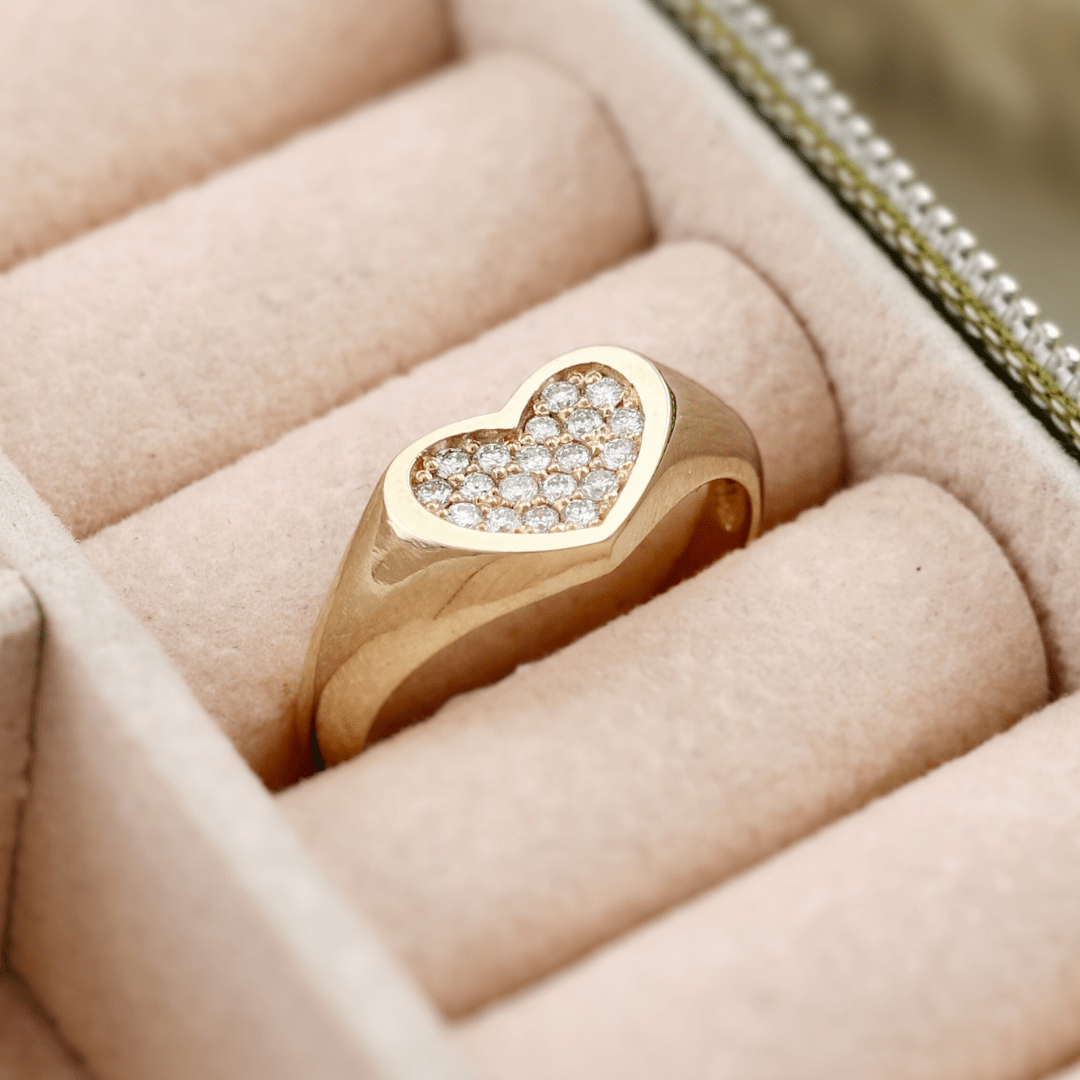 Bague Cœur et diamants Mathieu Blanchard Bagues Bague Coeur en or 14K - 18K et diamants 0,20 ctw | Mathieu Blanchard  Mathieu Blanchard Joaillerie