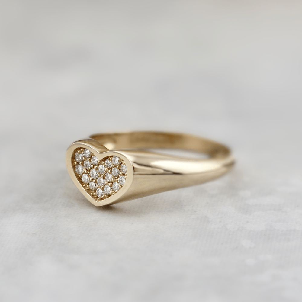 Bague Cœur et diamants Mathieu Blanchard Bagues Bague Coeur en or 14K - 18K et diamants 0,20 ctw | Mathieu Blanchard  Mathieu Blanchard Joaillerie