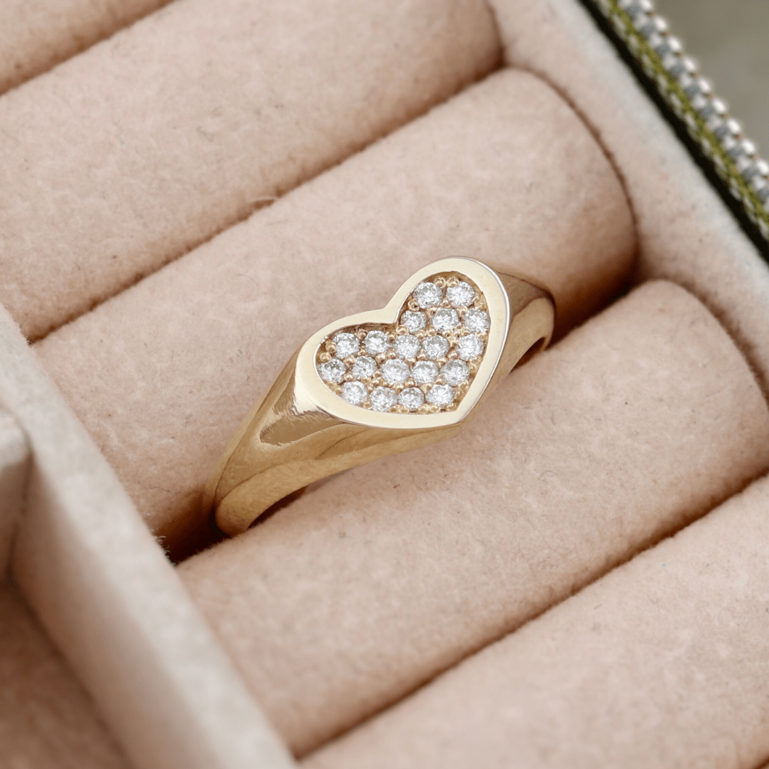 Bague Cœur et diamants Mathieu Blanchard Bagues Bague Coeur en or 14K - 18K et diamants 0,20 ctw | Mathieu Blanchard  Mathieu Blanchard Joaillerie