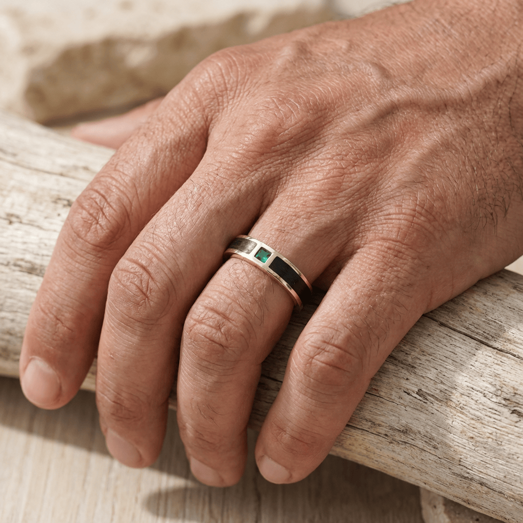 Mathieu Blanchard Bagues Bague en bois, or 18K et émeraude