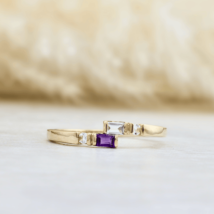 - Bagues Bague en or 10K et améthyste, topaze bleu & blanc