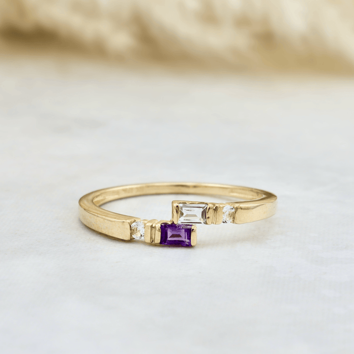 - Bagues Bague en or 10K et améthyste, topaze bleu & blanc