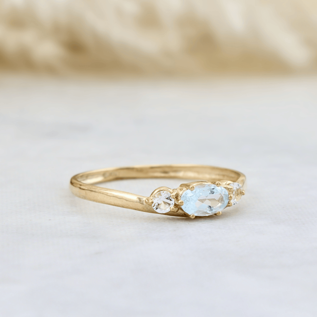 - Bagues Bague en or 10K et topaze bleu & blanc