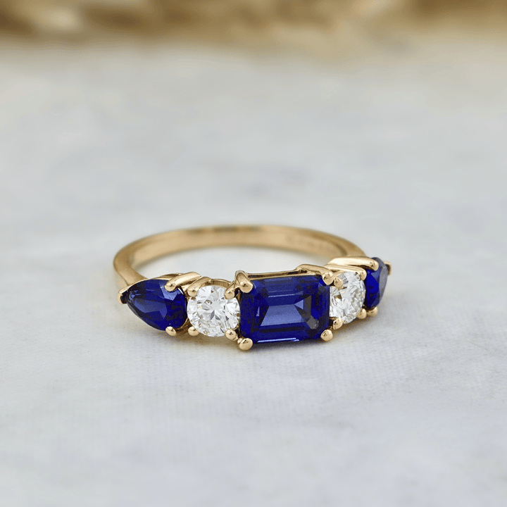 Mathieu Blanchard Bague en or 14K - 18K ou platine, saphirs et diamants