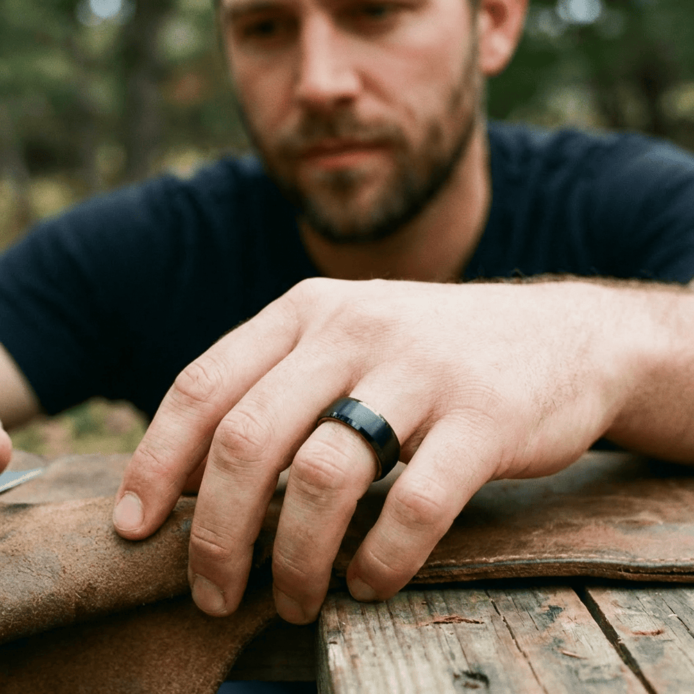Roadtripmadewood Bagues Bague en tungstène et bois d'olivier