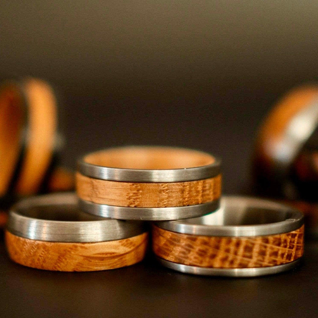 Roadtripmadewood Bagues Bague en tungstène et bois de whisky