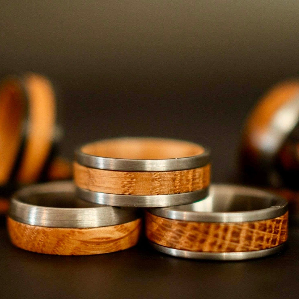 Roadtripmadewood Bagues Bague en tungstène et bois de whisky