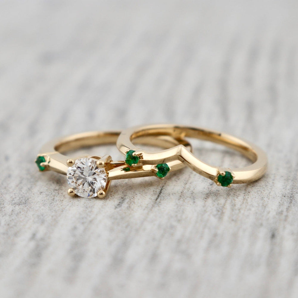 Bague ensemble D'alliance Émeraude et Diamant 0,5 ct Mathieu Blanchard Bagues Bague Émeraude et diamant naturel | Mathieu Blanchard Mathieu Blanchard Joaillerie