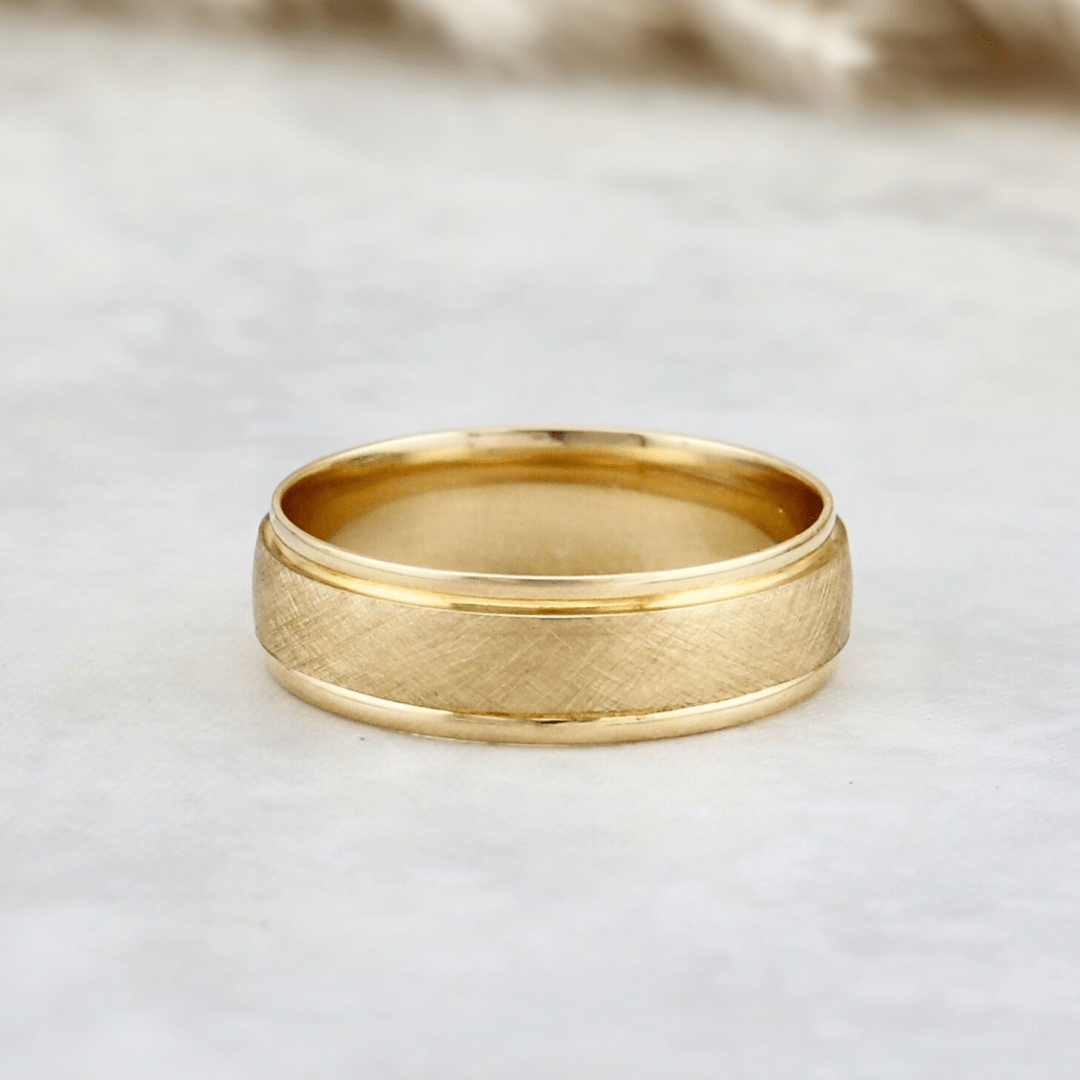 Bague Florentine Mathieu Blanchard Bagues Jonc Florentine 6mm en or jaune ou blanc 10K | Bagues de Fiançailles Homme Mathieu Blanchard Joaillerie