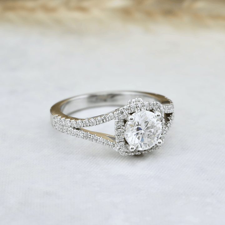 Mathieu Blanchard Bague Halo en argent sterling et moissanites