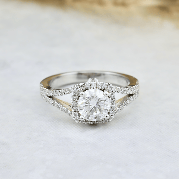 Mathieu Blanchard Bague Halo en argent sterling et moissanites