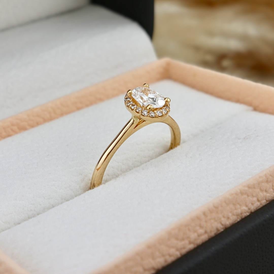 Mathieu Blanchard Bagues Bague Halo Oval en or 14K - 18K et diamants 0,6 ctw