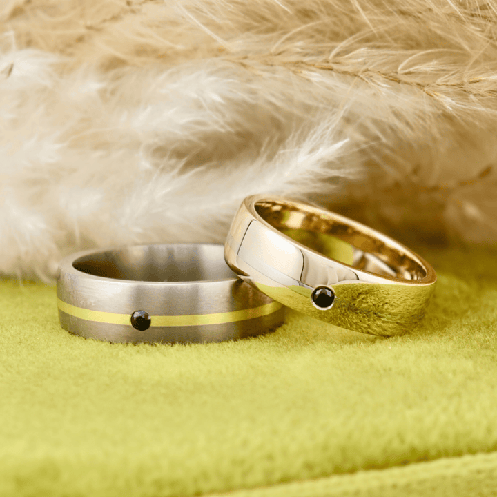 Bague Horizon et saphir Mathieu Blanchard Bagues Jonc de mariage 2 tons et saphir noir | Mathieu Blanchard Joaillerie Mathieu Blanchard Joaillerie