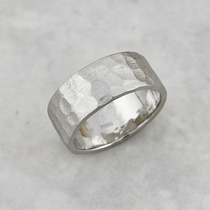 Mathieu Blanchard Bague jonc martelée - brossée en Platine