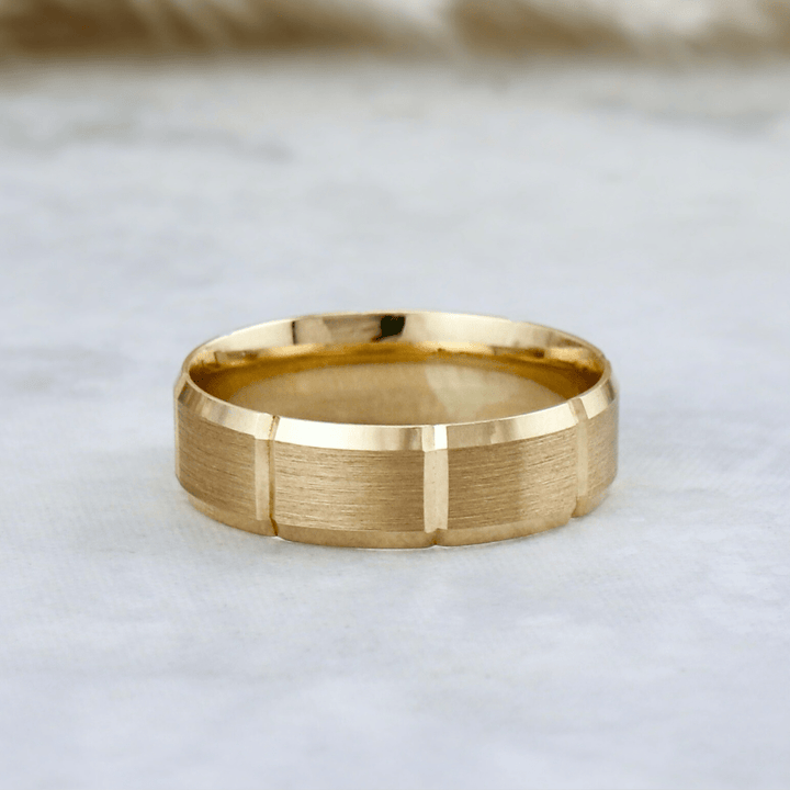 Bague Linéo Mathieu Blanchard Bagues Jonc brossé 6mm en or jaune ou blanc 10K | Bagues de Fiançailles Homme Mathieu Blanchard Joaillerie