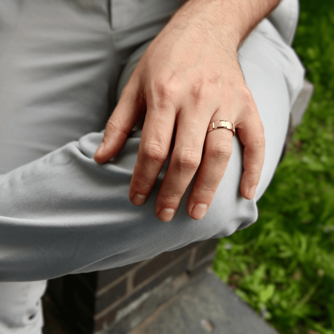 Bague Linéo Mathieu Blanchard Bagues Jonc brossé 6mm en or jaune ou blanc 10K | Bagues de Fiançailles Homme Mathieu Blanchard Joaillerie