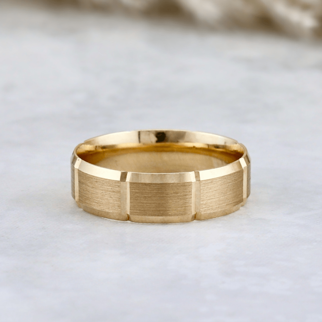 Bague Linéo Mathieu Blanchard Bagues Jonc brossé 6mm en or jaune ou blanc 10K | Bagues de Fiançailles Homme Mathieu Blanchard Joaillerie