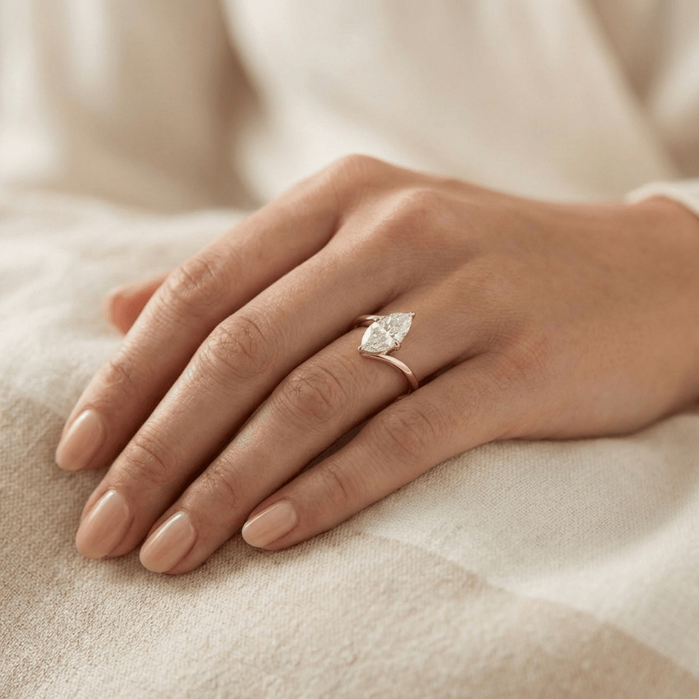 Mathieu Blanchard Bagues Bague Marquise en or 10K - 14K et moissanite 1,5 ct