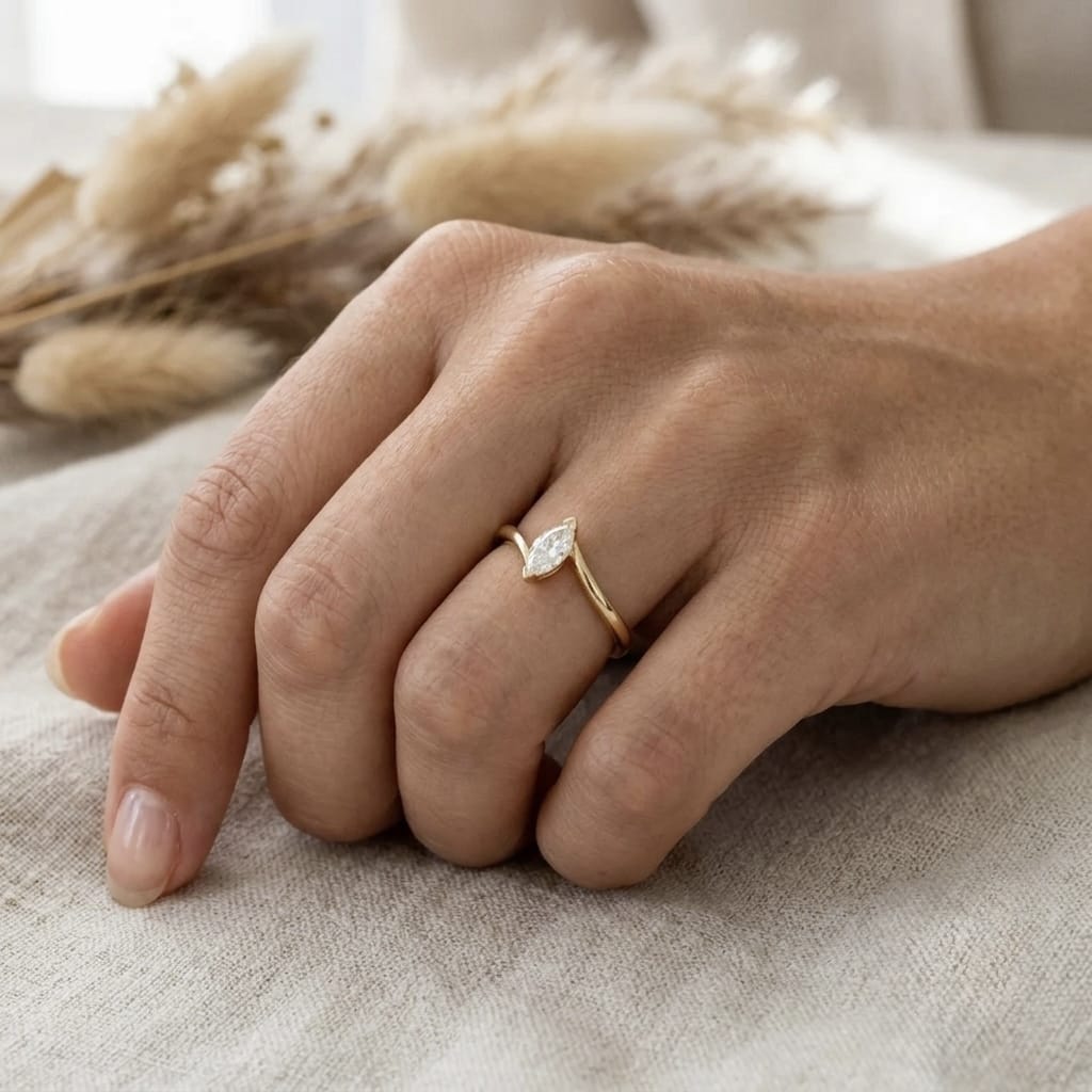 Mathieu Blanchard Bagues Bague Marquise en or 14K - 18K ou platine et diamant 0,3 ct